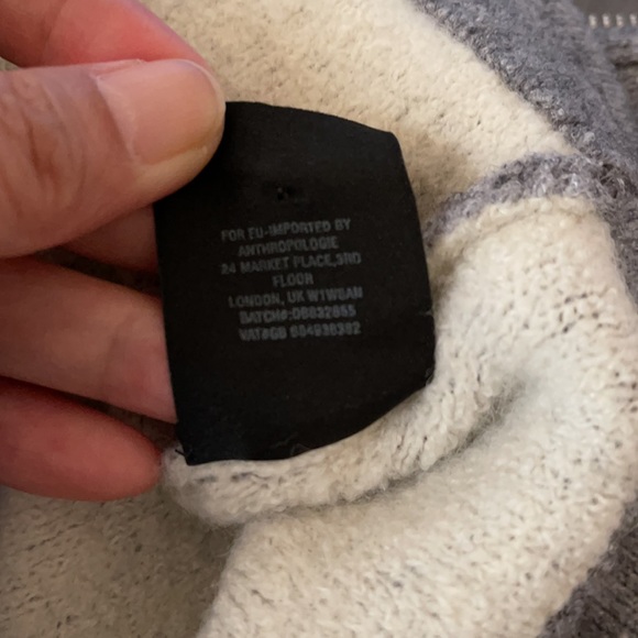 Anthropologie Alpaca Wool Blend Moto Knit Jacket Asymmetric Zip Gray Cream-Large - Picture 12 of 12